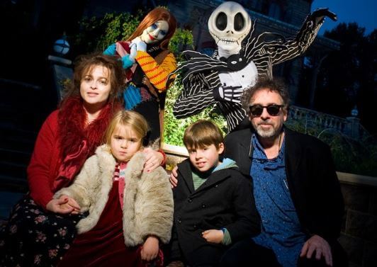 Billy Raymond Burton with his parents Tim Burton and Helena Bonham Carter and sister Nell.